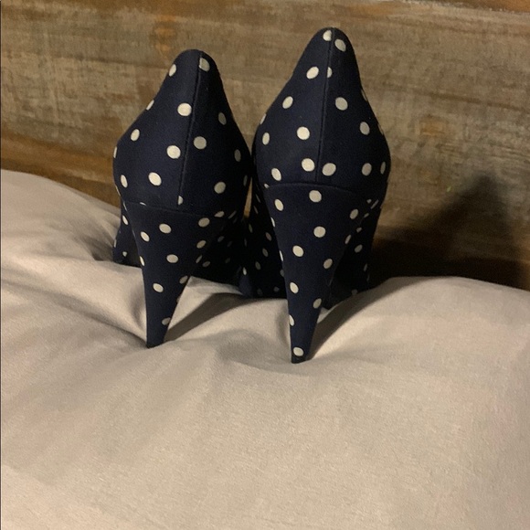Saint Laurent Navy Polka Dot Heels - Picture 3 of 5